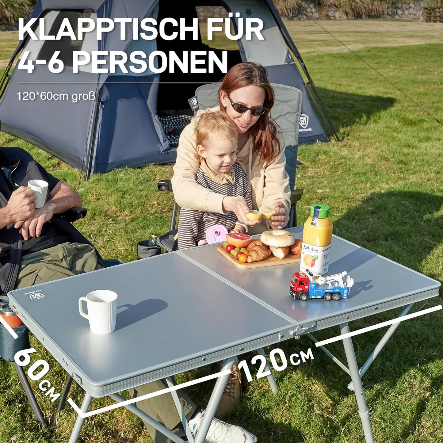 Faltbarer Campingtisch 120x60 cm, Silverl