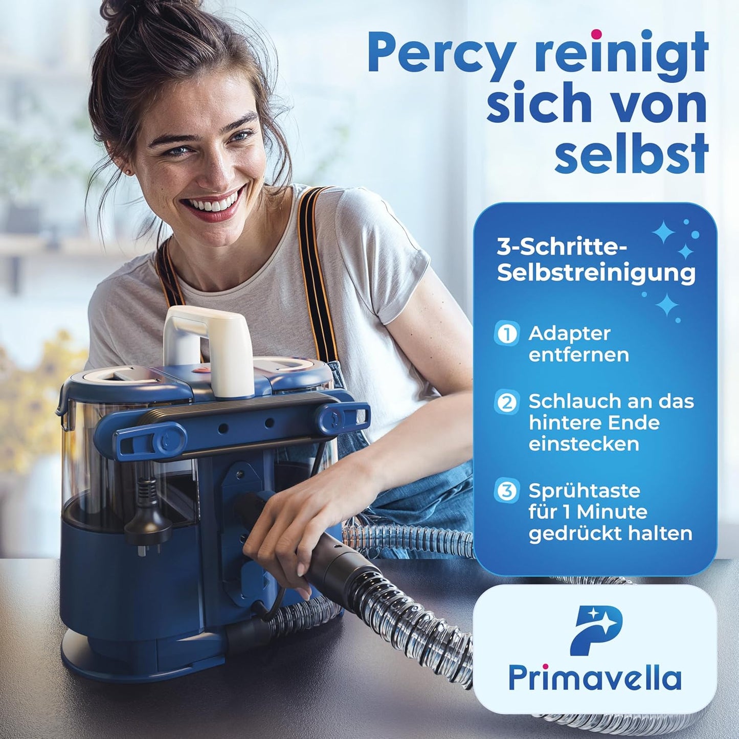 Nass-Trockensauger mit 4 Adaptern, Percy - Blau