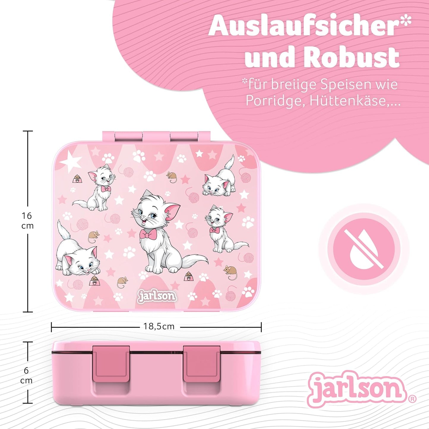 Kinder Bento Lunchbox mit Trennfächern, Katze Rose V2