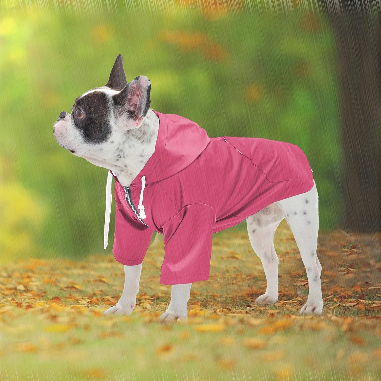 Wasserdichter Hundemantel mit Kapuze und Taschen (XXL), XXL Rosa