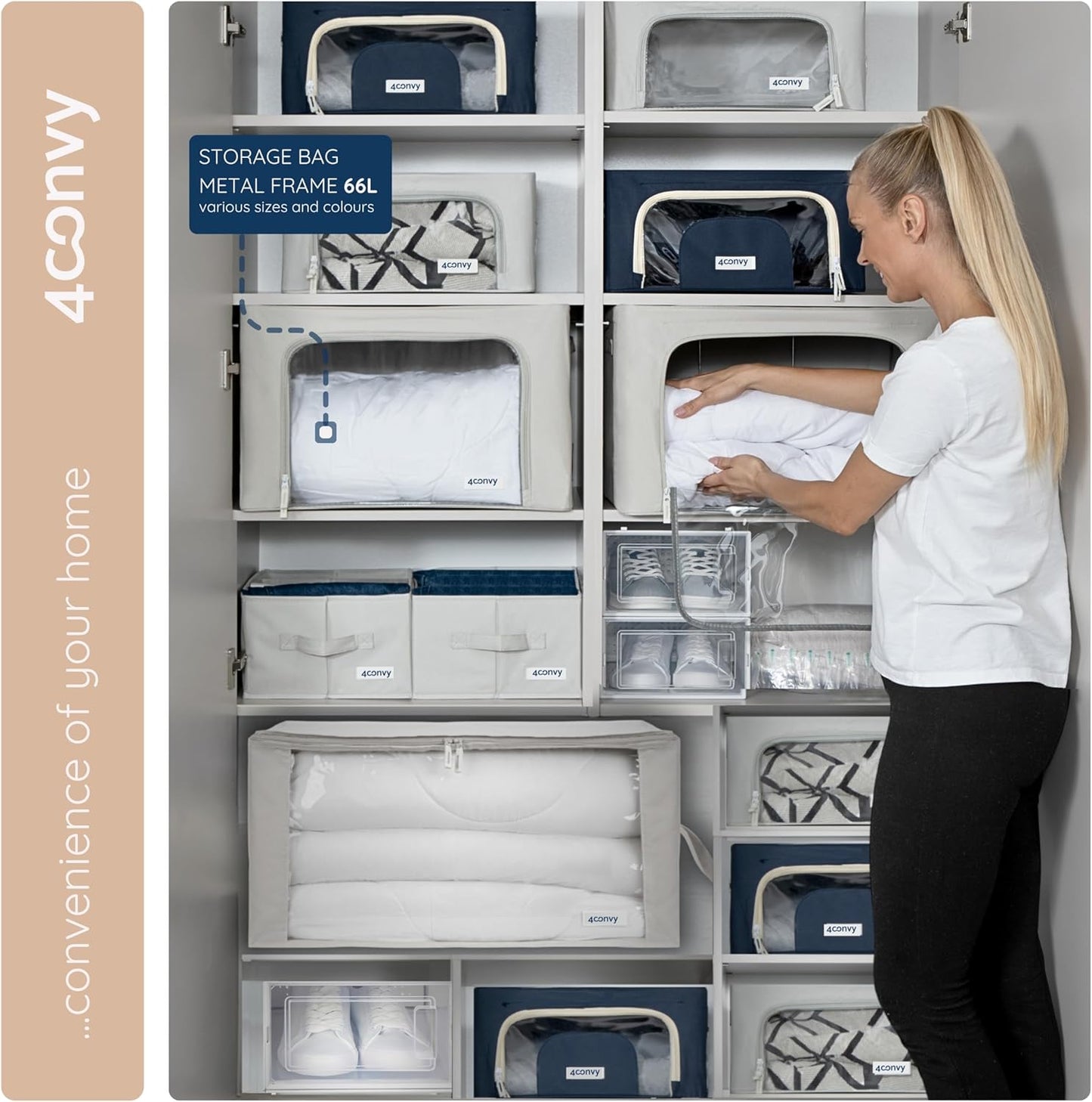 Faltbare Aufbewahrungsbox mit Reissverschluss (3er Set), Blau 3x66L