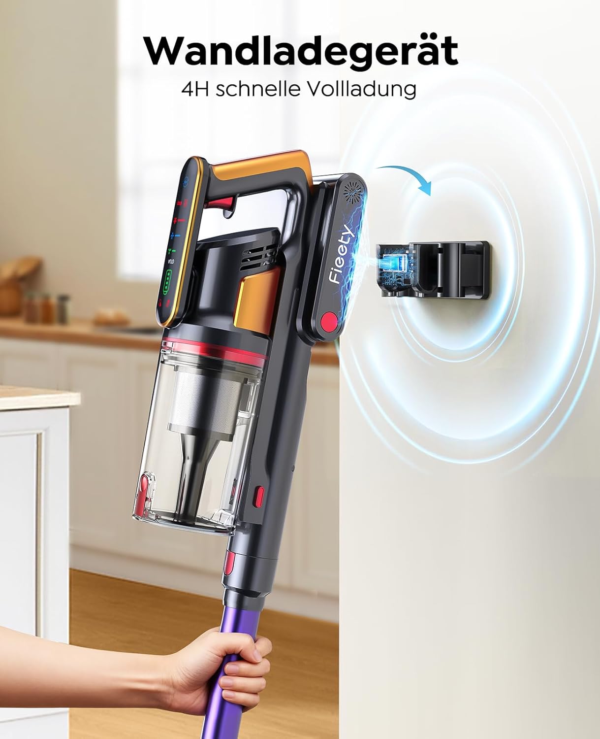 Akku-Staubsauger mit Wandladestation
