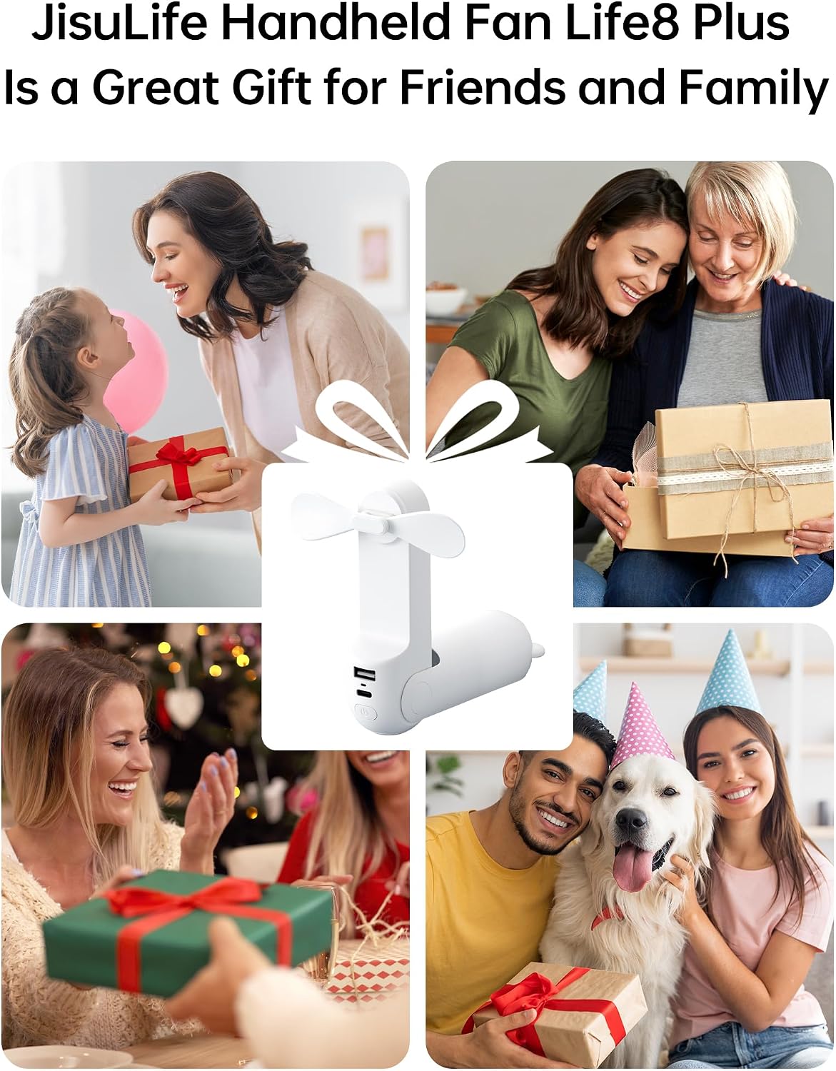 3-in-1 Handventilator Mini mit Powerbank & Taschenlampe, Weiss