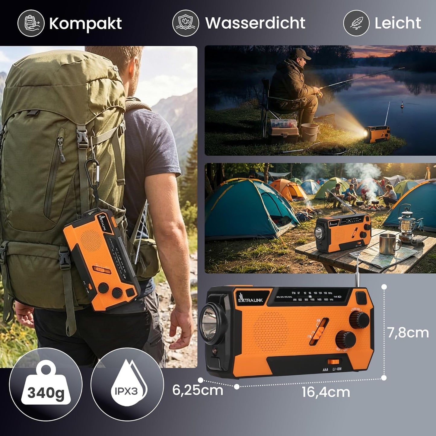 Notfallradio mit Solar & Kurbel
