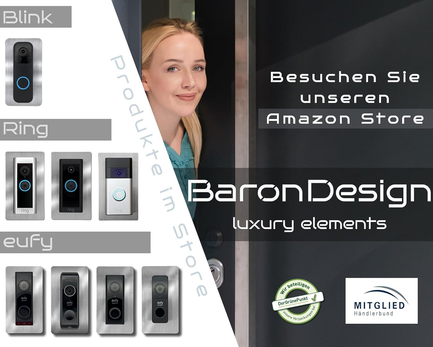 Edelstahl Blende für Blink Doorbell, Gebürstet