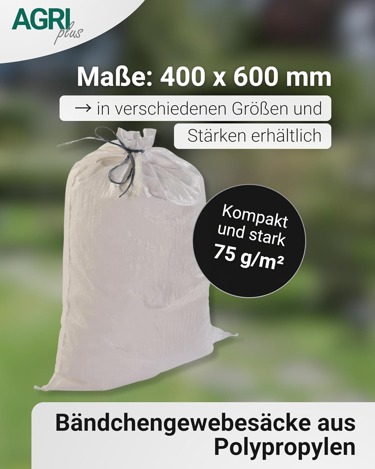 100er-Pack Bändchengewebesäcke, 400x600mm / 15kg
