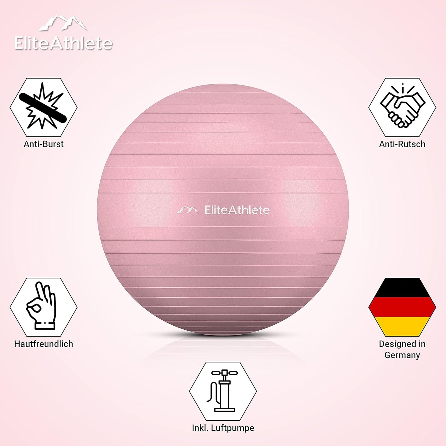 Ergonomischer Gymnastikball für Fitness und Schwangerschaft, Apricot Peach 65cm