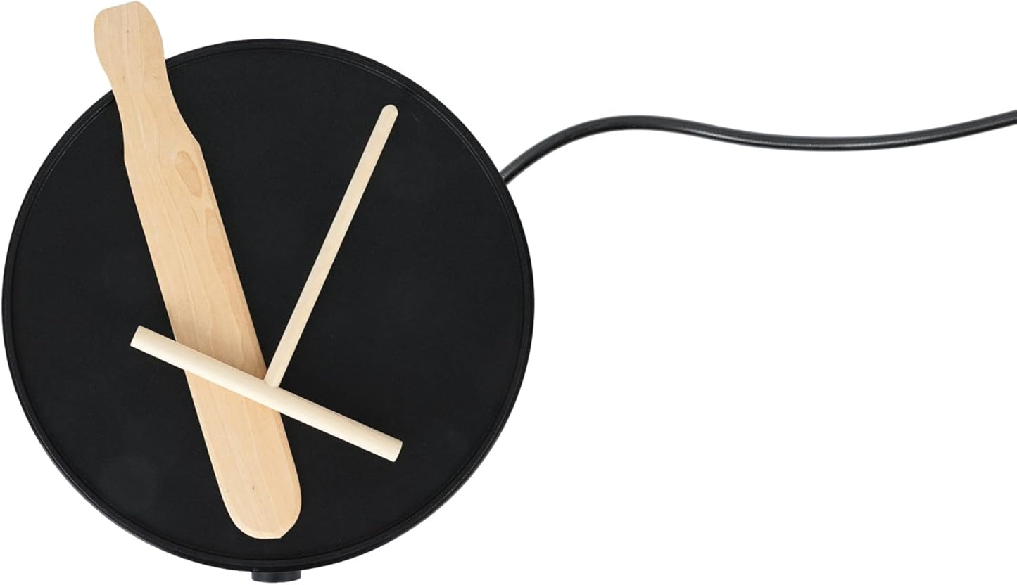 Crêpes Maker mit Antihaftplatte, 30 cm, inkl. Teigverteiler & Wender, Schwarz