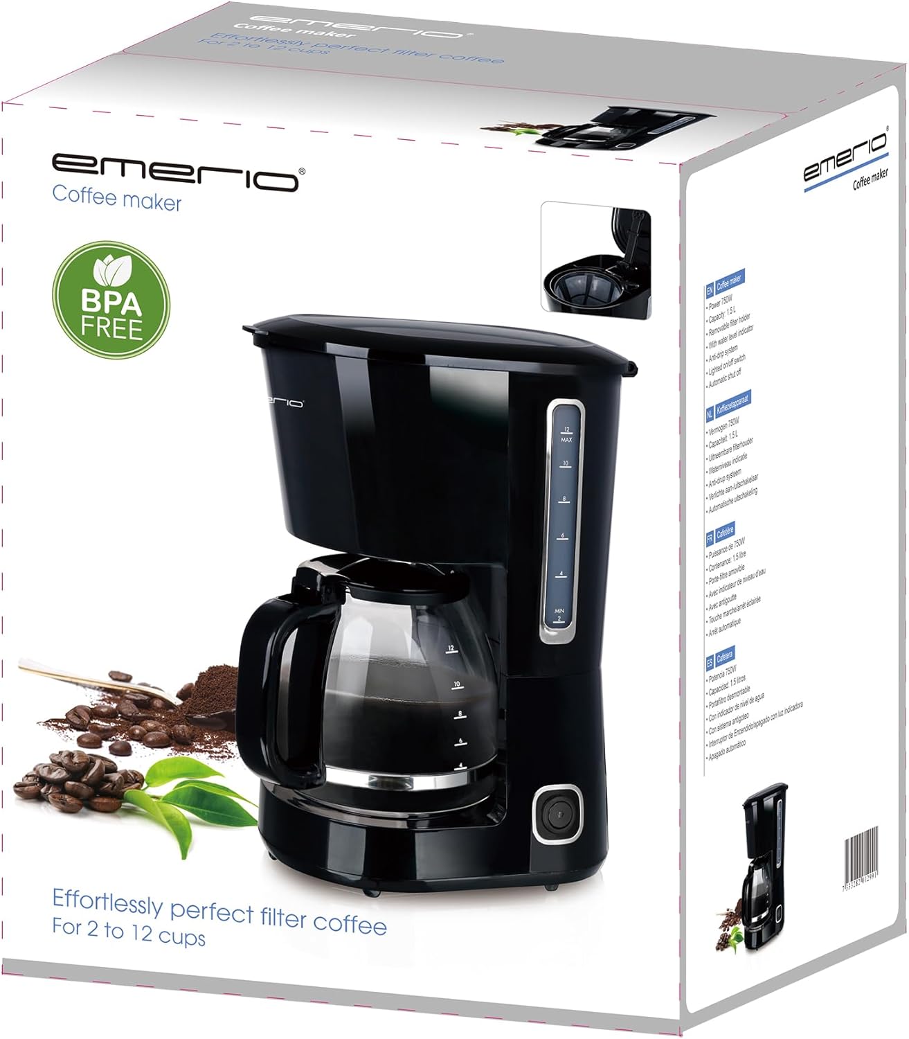 Filter Kaffeemaschine mit 1,5L Glaskanne, 1,5L