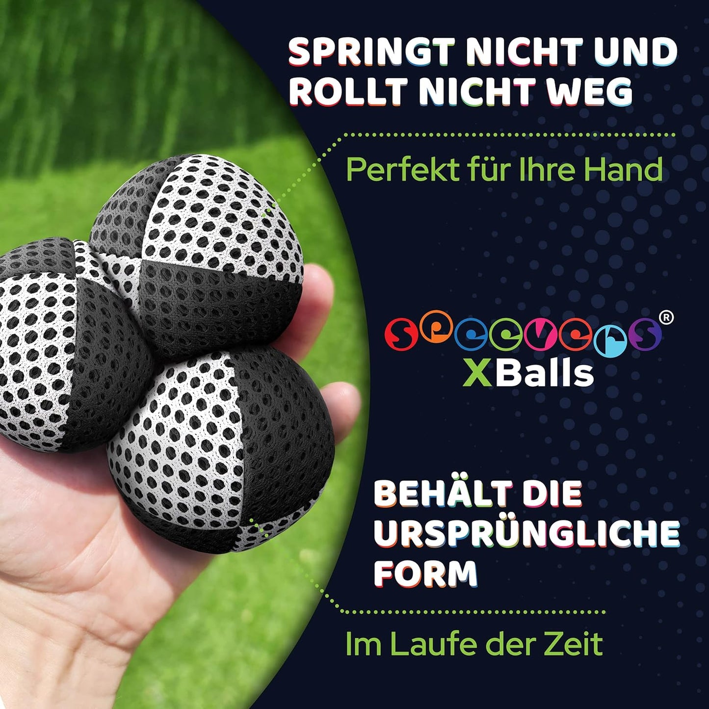 3er-Set Jonglierbälle mit Tragetasche, 120g Schwarz-weiss