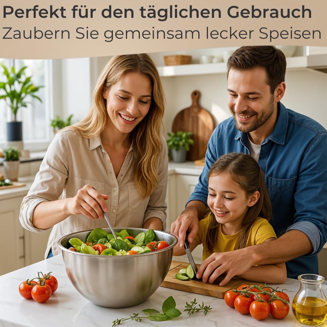 Edelstahl-Rührschüssel-Set mit Deckeln (6-teilig), Frischhalteschüsseln Set 6tlg.