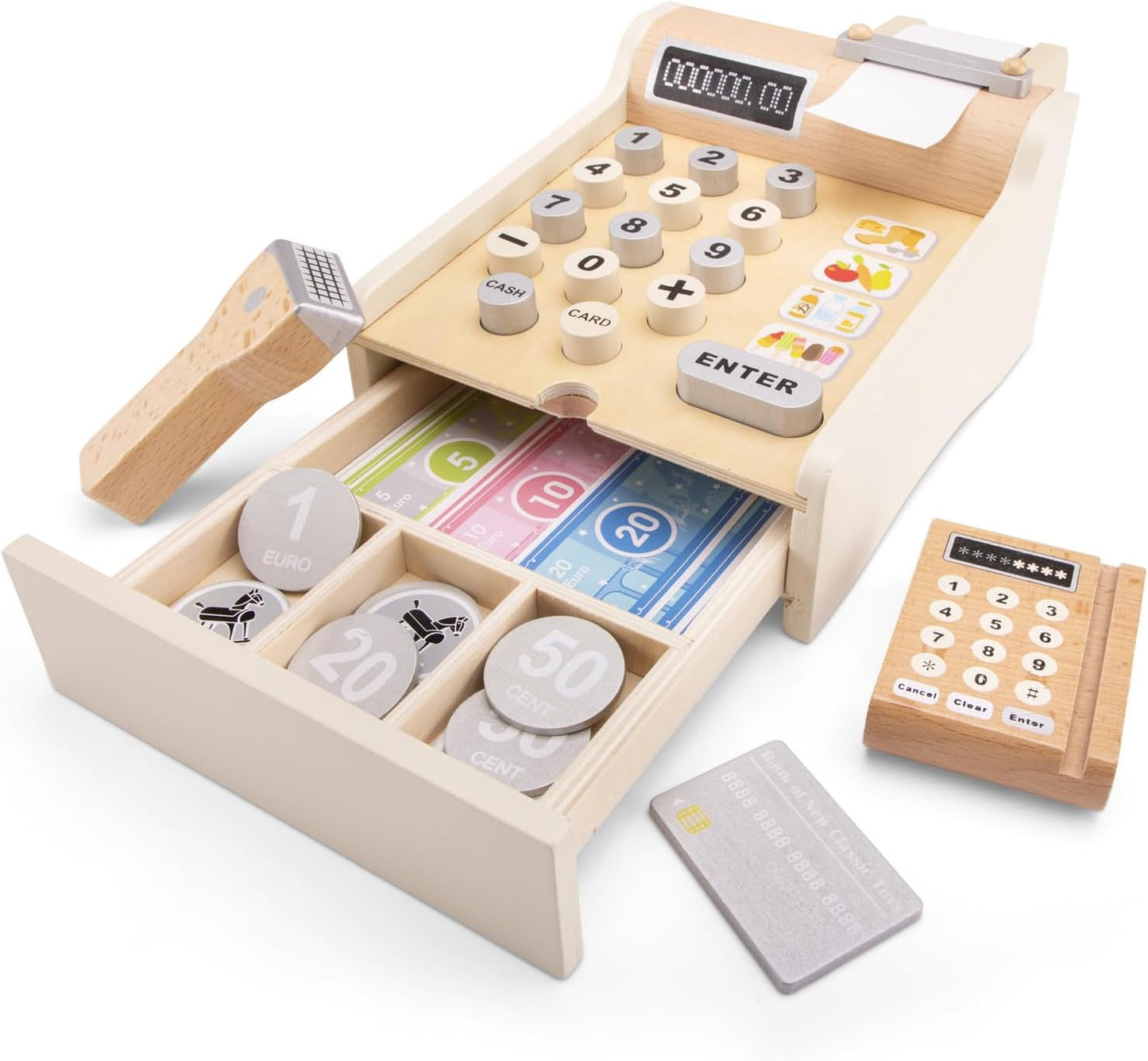 Spiel-Kasse mit Spielgeld und Zubehör, Weiß