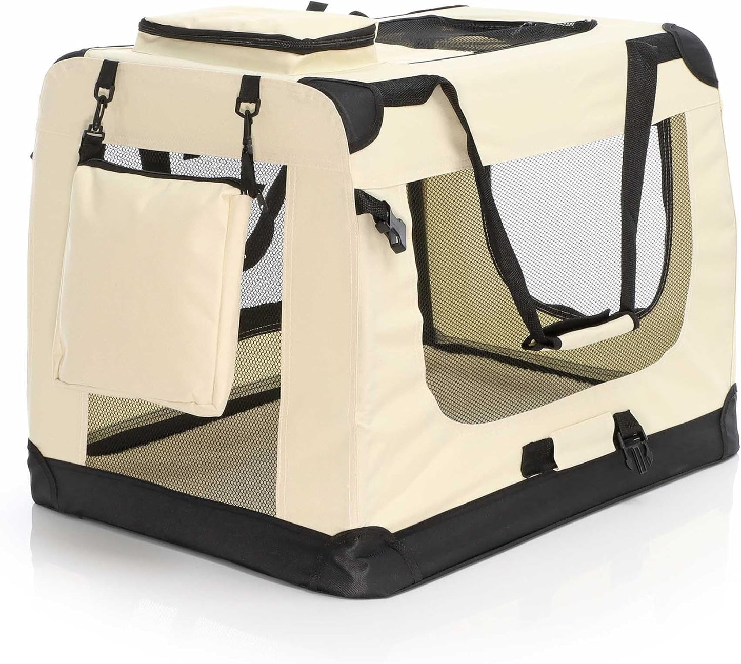 Faltbare Transportbox für Haustiere, 82 x 56 x 58 cm|beige