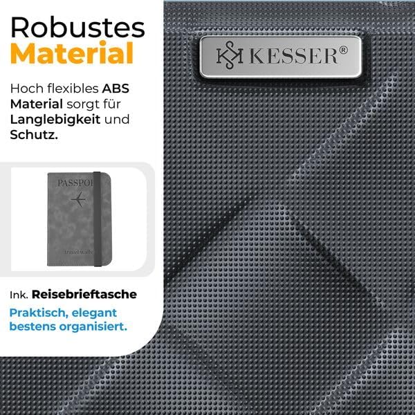 Reisekoffer-Set mit Zahlenschloss (3-teilig), Charcoal