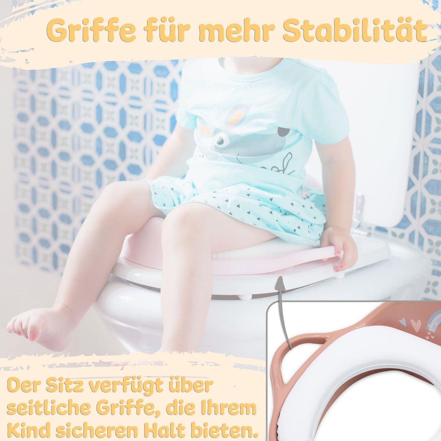 Toilettensitz mit Sitzpolsterung, Griffen und Anti-Rutsch Beschichtung, mit Polsterung rot