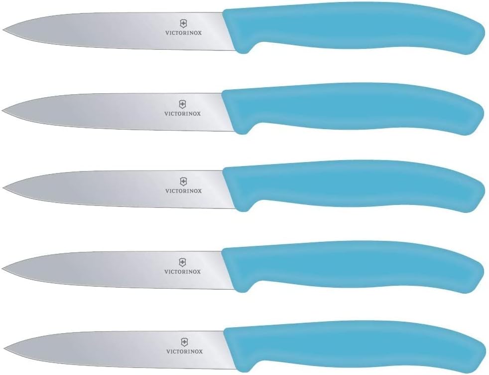 Swiss Classic - Gemüsemesser-Set, 5er Set ohne Wellenschliff Limited Edition Karibikblau