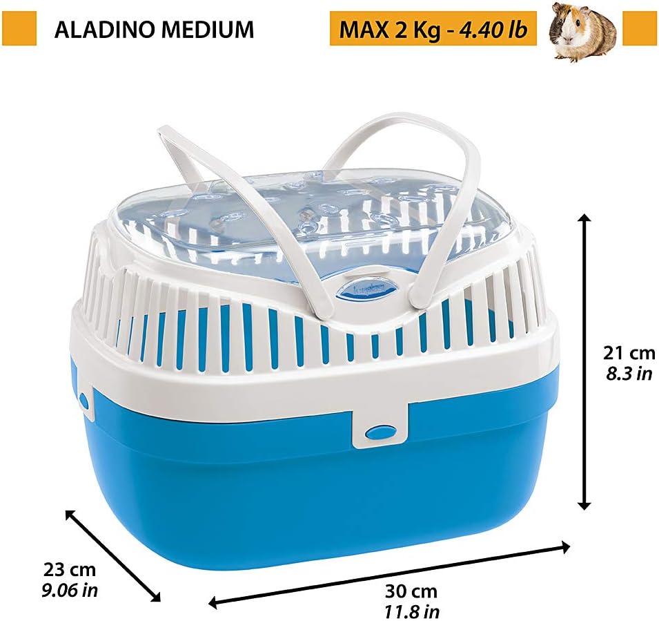 Aladino Medium - Transportbox für Nagetiere bis 2kg, Rot L 30 x B 23 x H 21 cm