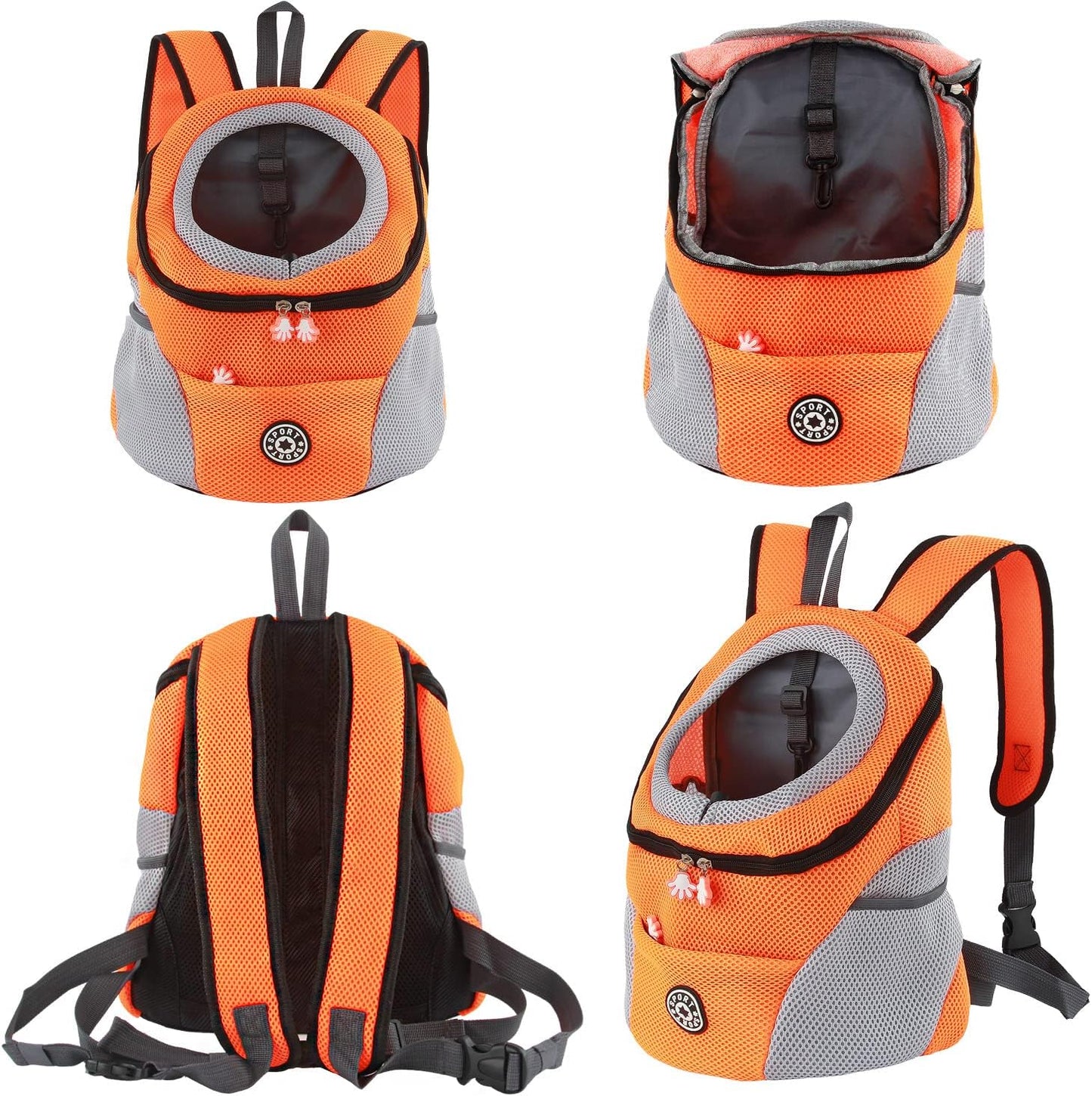 Hunderucksack mit Head-Out-Design für Reisen, M Orange