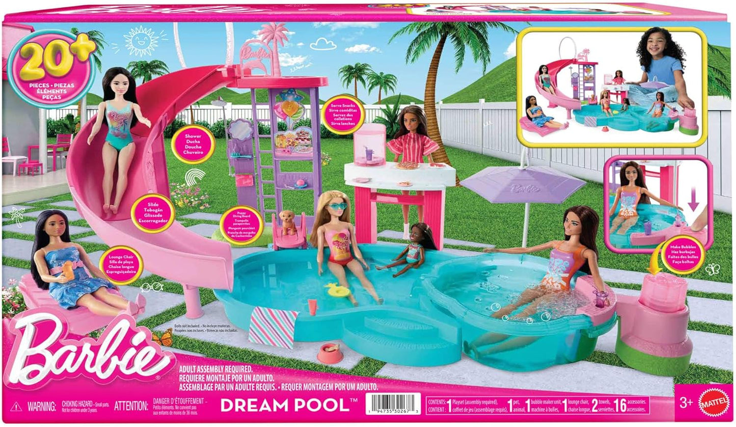 Barbie Traumpool Spielset mit Rutsche und Whirlpool