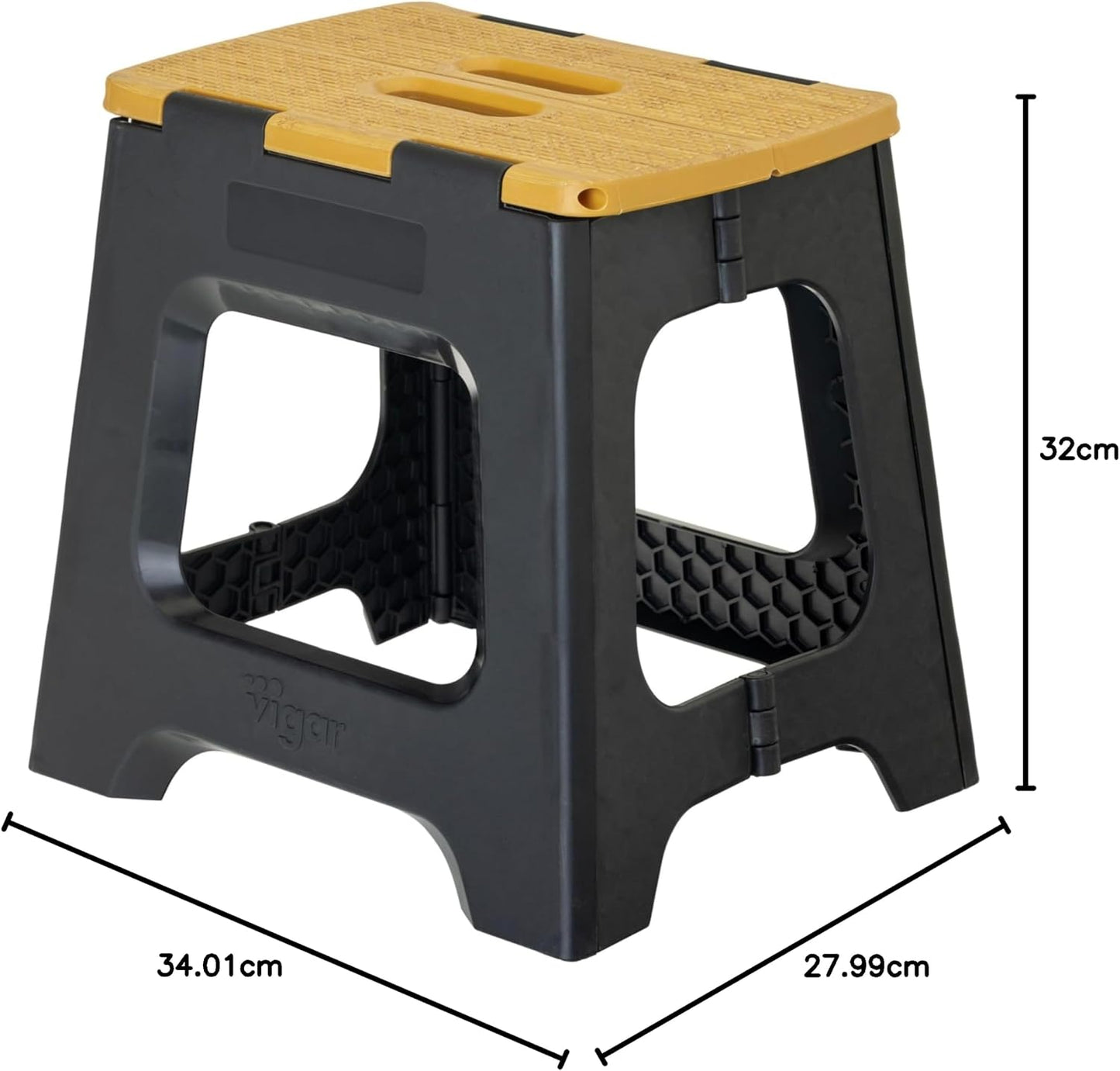 Kompakter Klapptritt-Hocker, Schwarz, Bamboo Print On Top 32 cm, 1-Step
