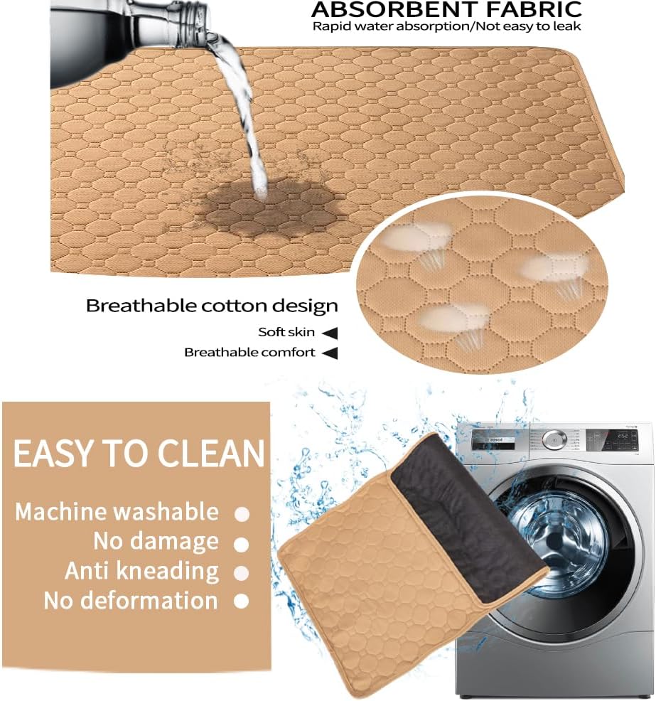 Waschbare Welpen-Trainingsunterlage, XL:(150x90cm) Beige-1 Stück