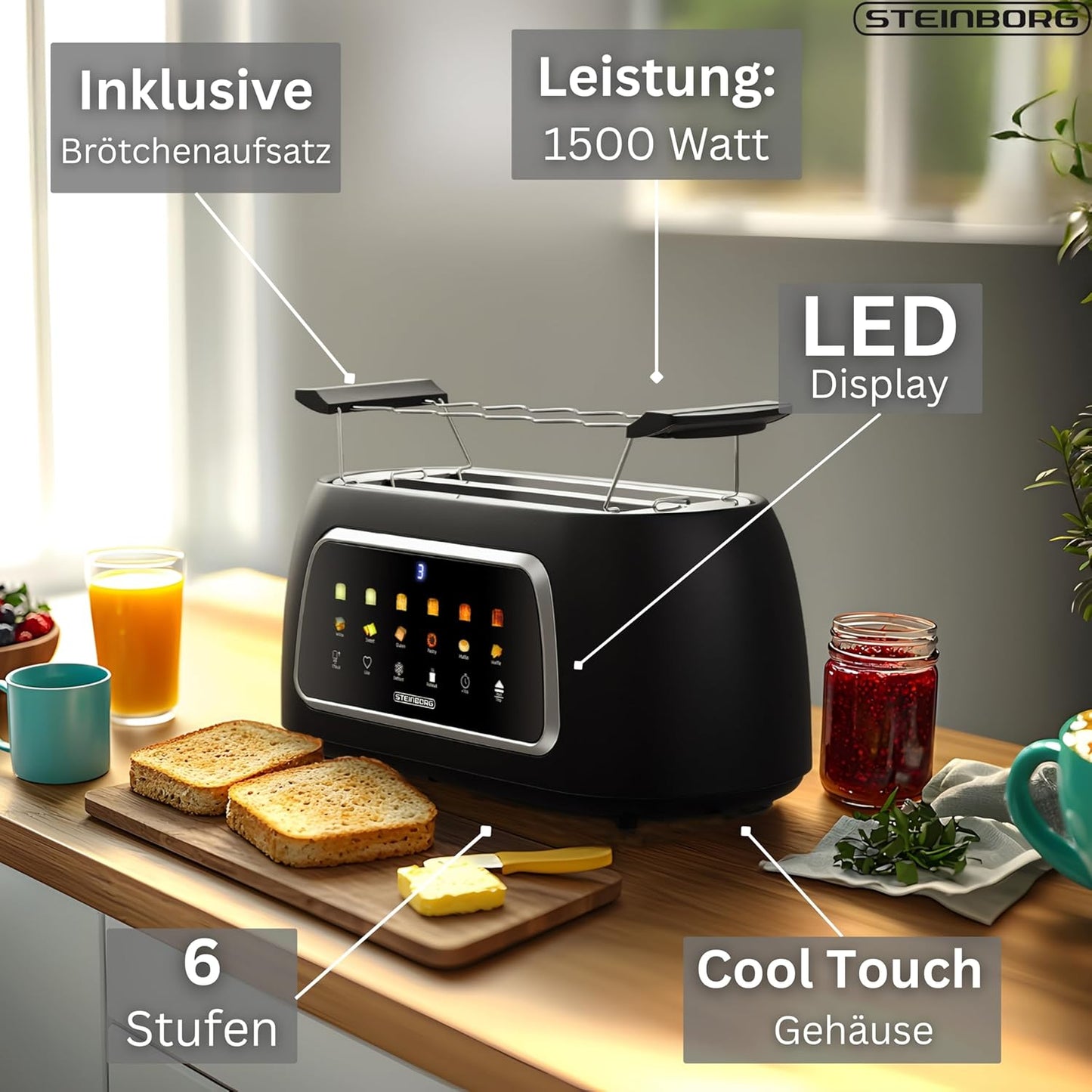 Toaster mit Brötchenaufsatz