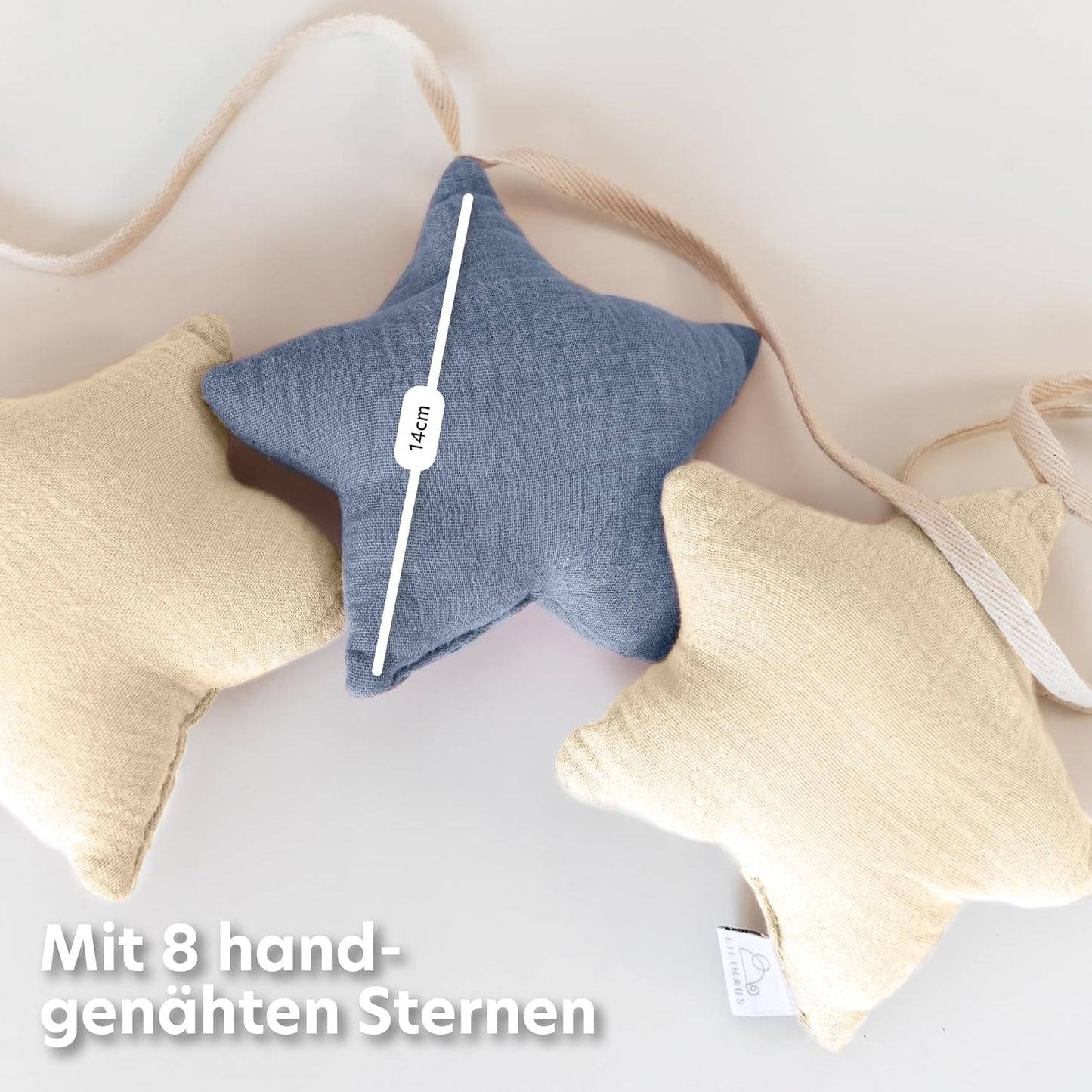 Sternenkette, Creme & Blau Sterne ohne Goldapplikation
