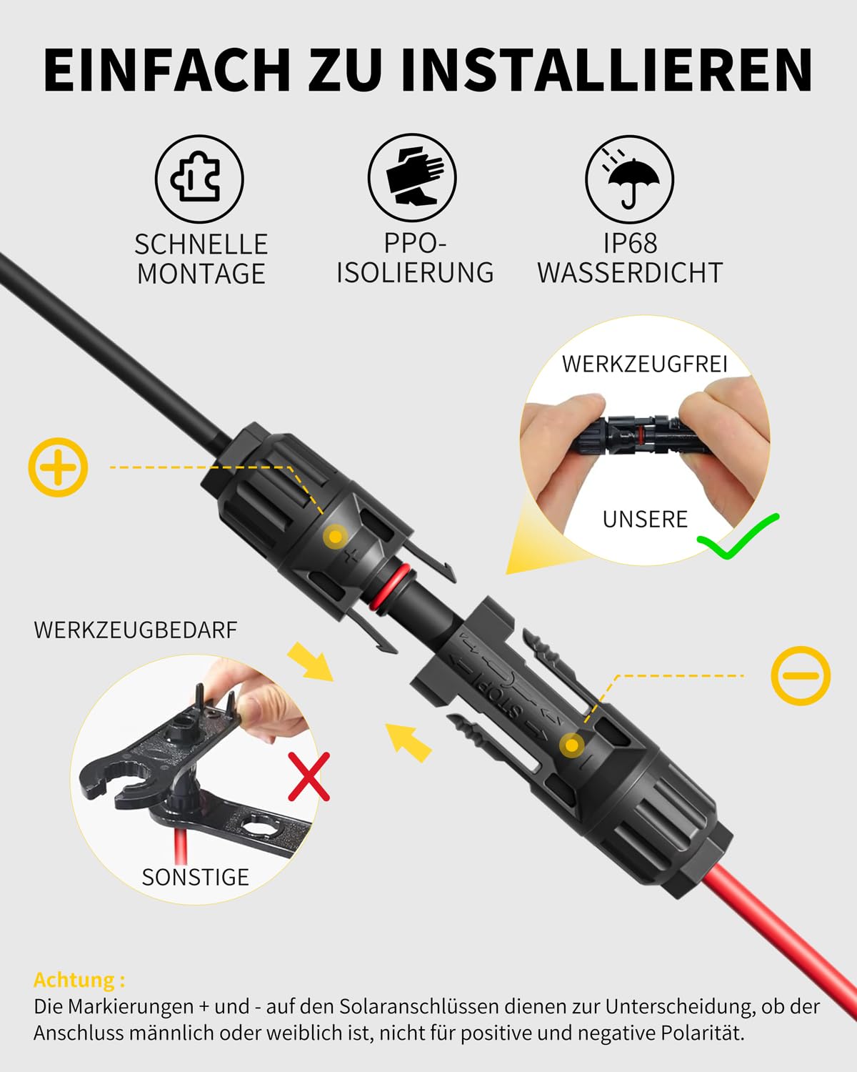 Solarkabel Y-Verteiler für bis zu 4 Module, Anschluss von bis zu 4 Solarmodulen - 2m
