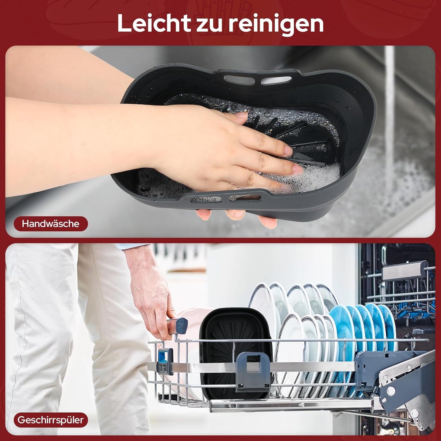 Silikonformen für Heissluftfritteuse, Helles Schwarz