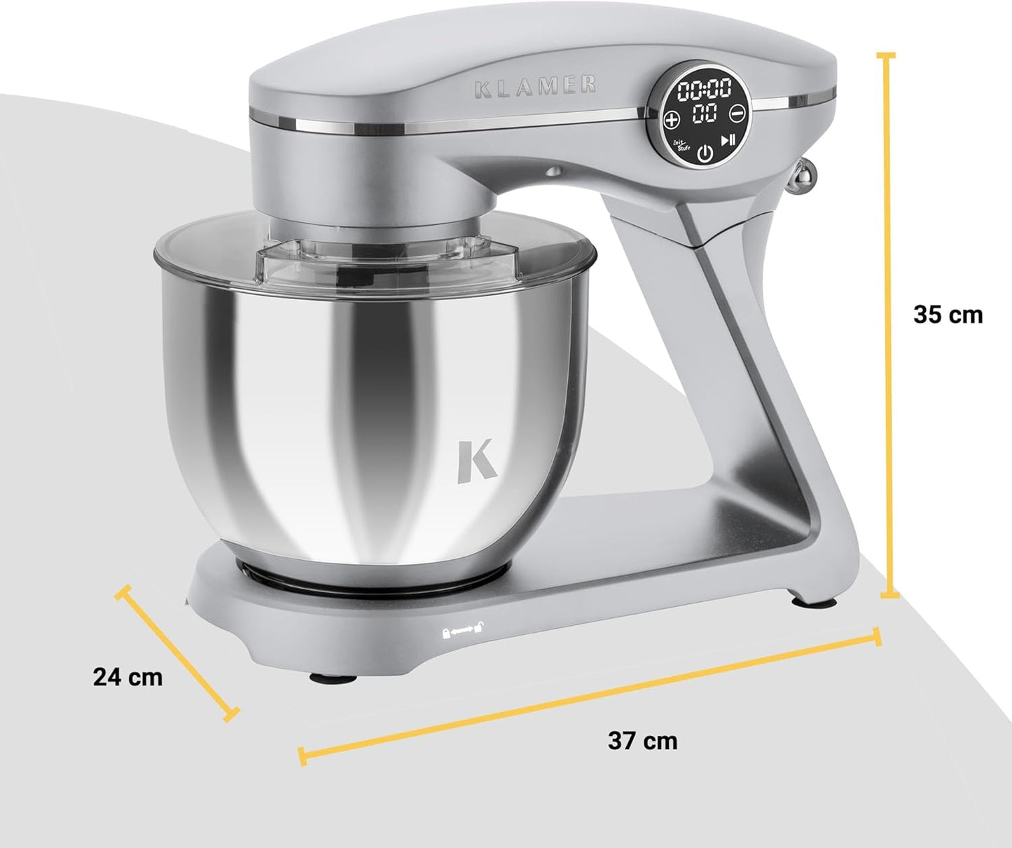 Küchenmaschine mit Edelstahl-Rührschüssel, Premium Silber