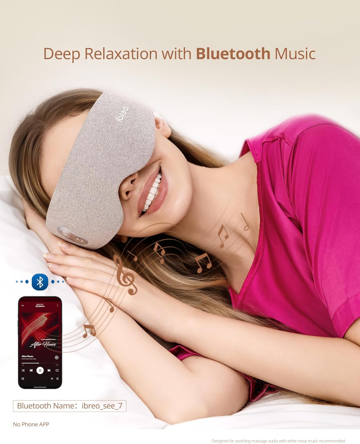 Augenmassagegerät mit Wärme, Kühlung & Bluetooth-Musik, Hellbraun