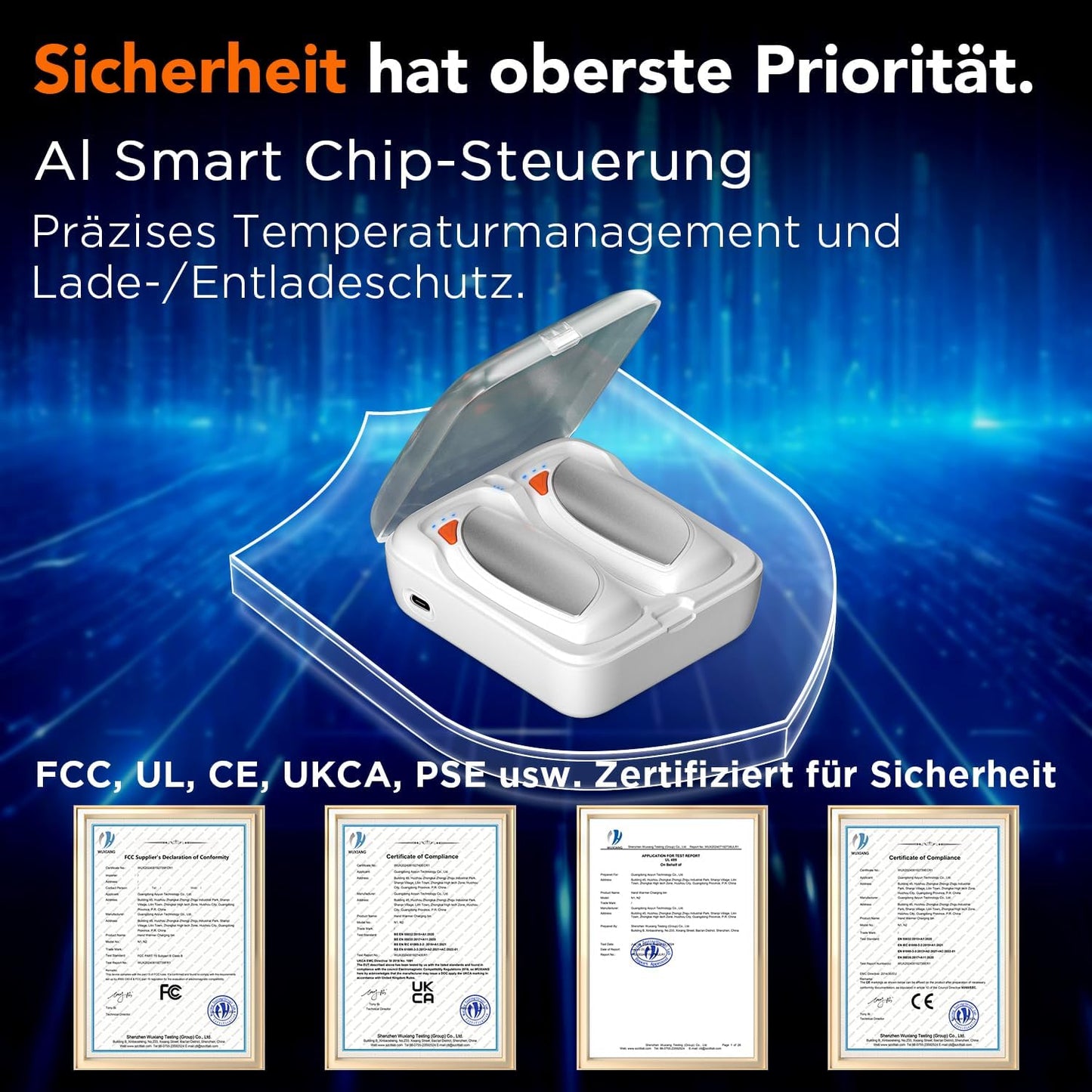 Elektrische Handwärmer mit Ladecase, Weiss