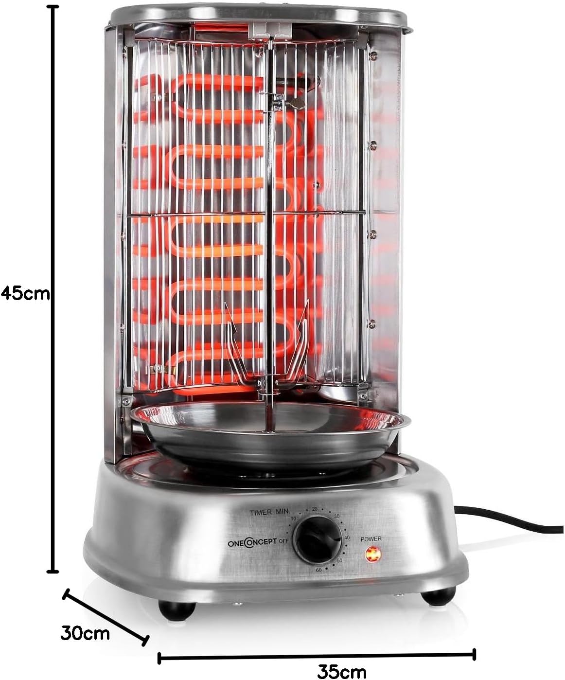Kebap Master - Vertikalgrill mit Drehspiess, ohne Schiebetür, Silber