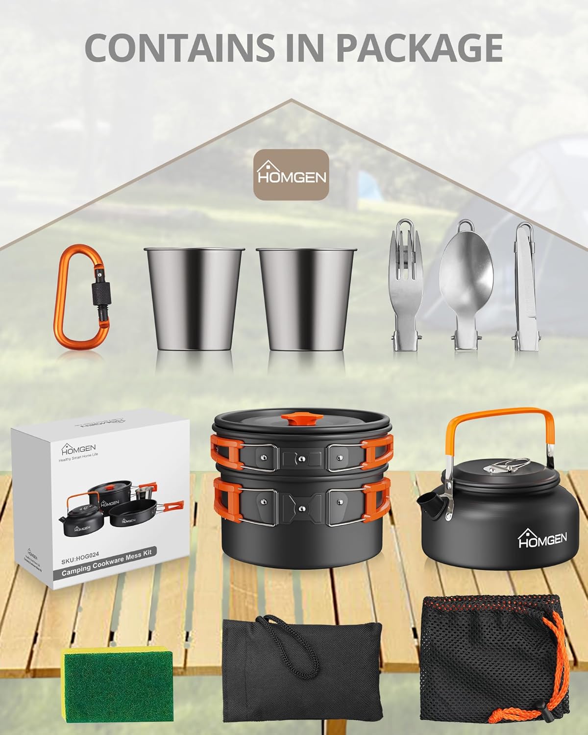 Camping-Kochset, Orange