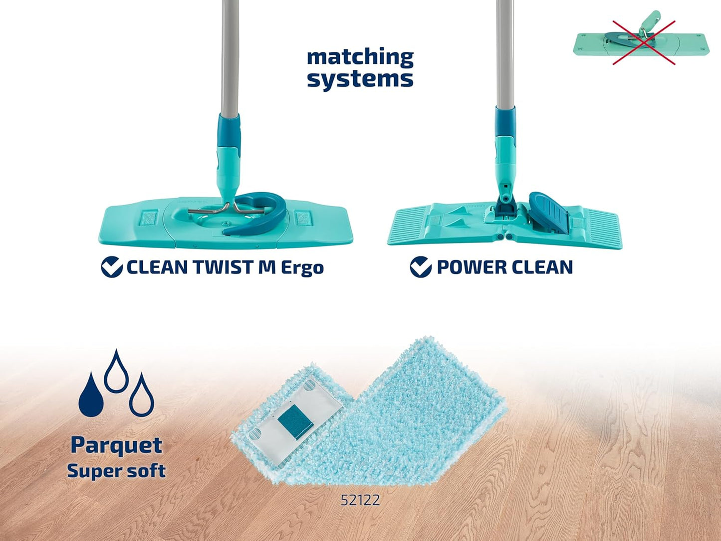 5er-Set Wischbezug Clean Twist M Ergo, Parkett Klett 5er Set