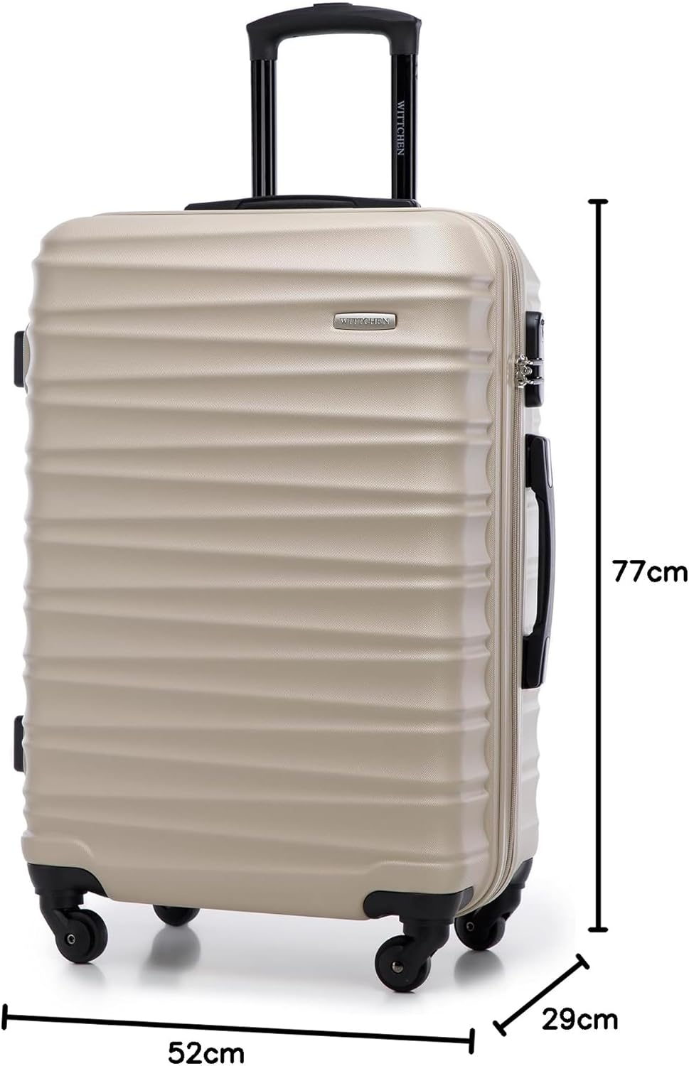 4-teiliges Reisekoffer-Set, Hartschalen-Trolleys, Beige Koffer-Set 4tlg.