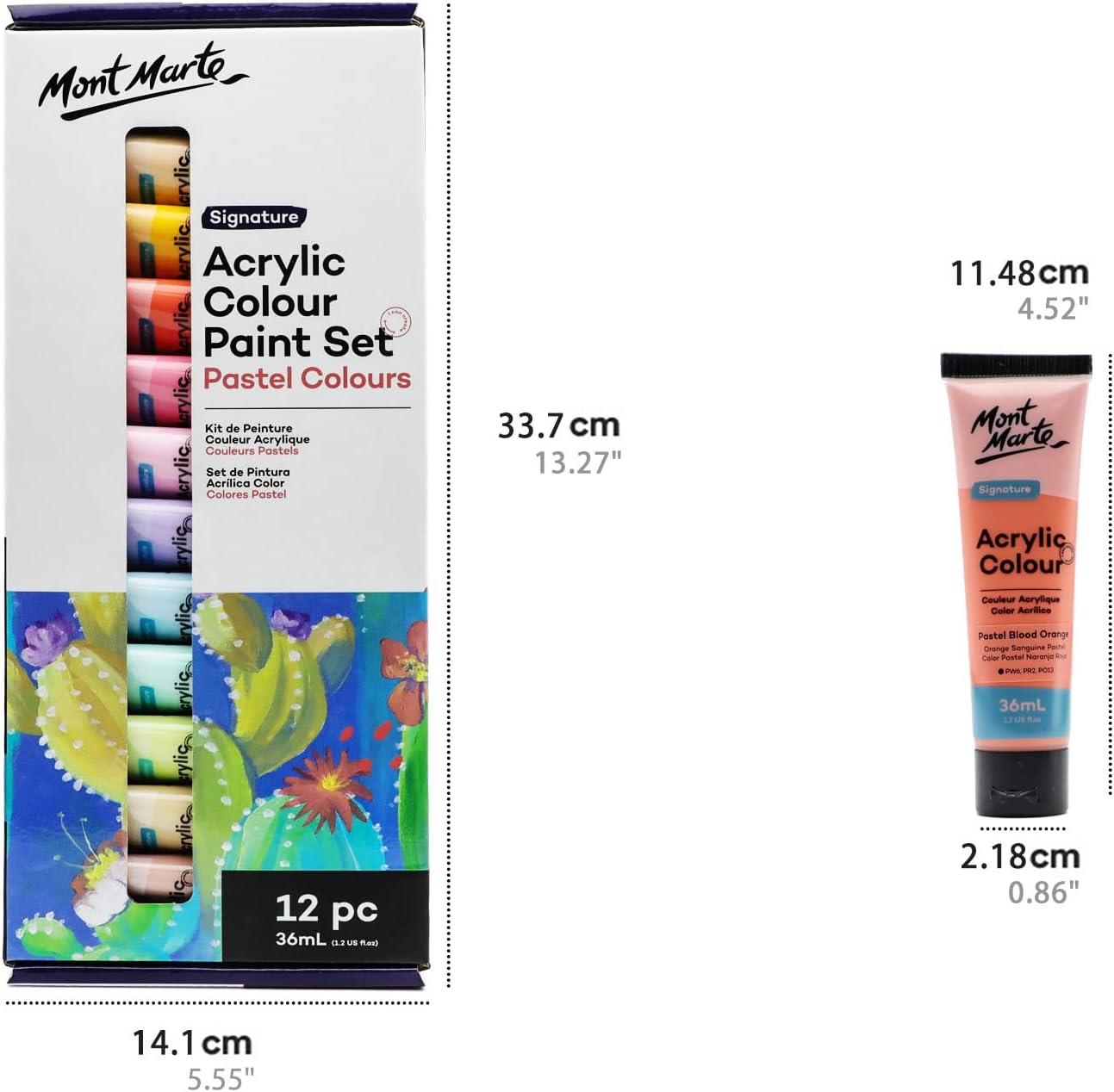 Acrylfarben-Set Pastell, 12 x 36 ml, 12 Pastellfarben