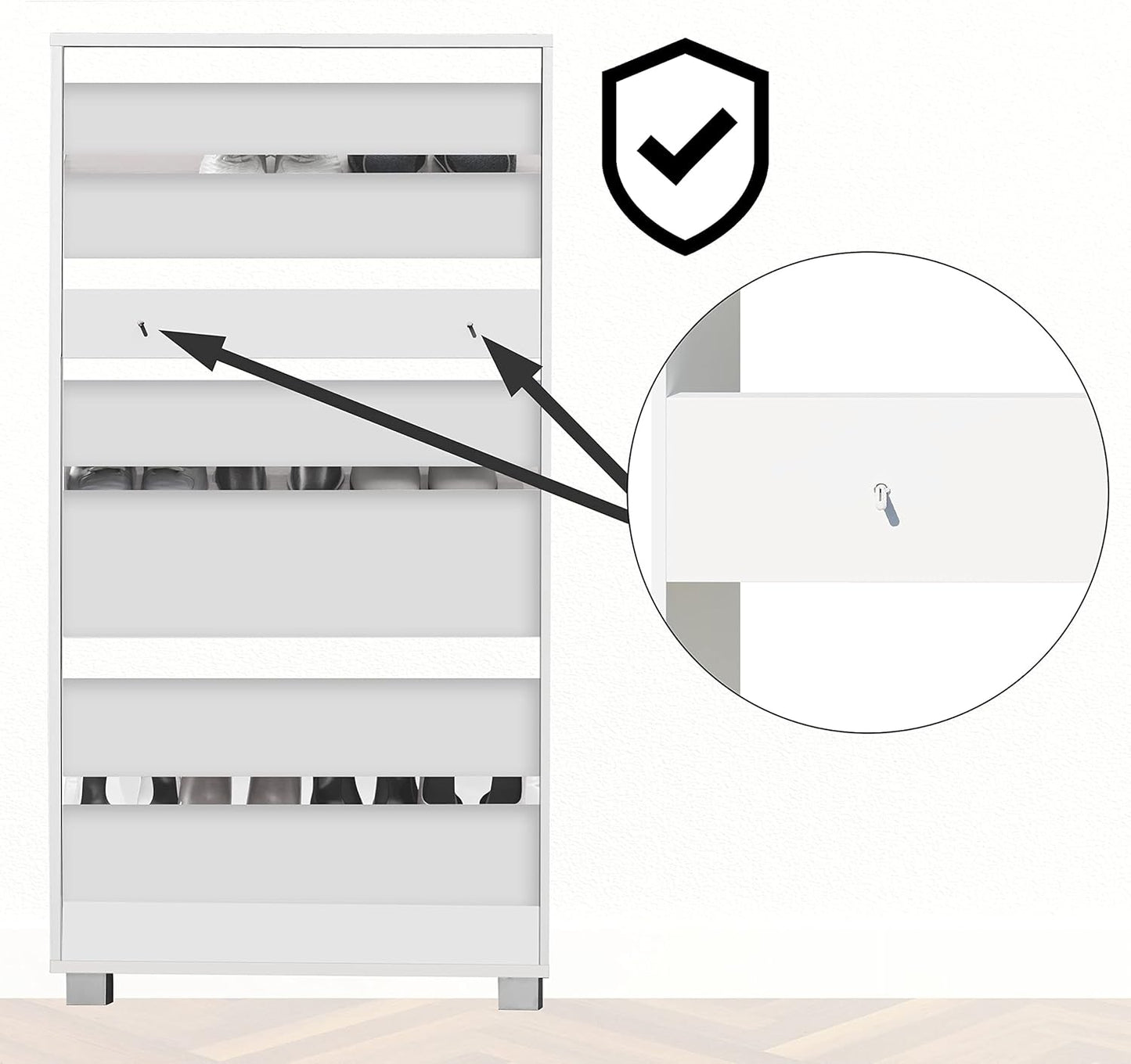 Schuhschrank mit Kippsicherung, Weiß
