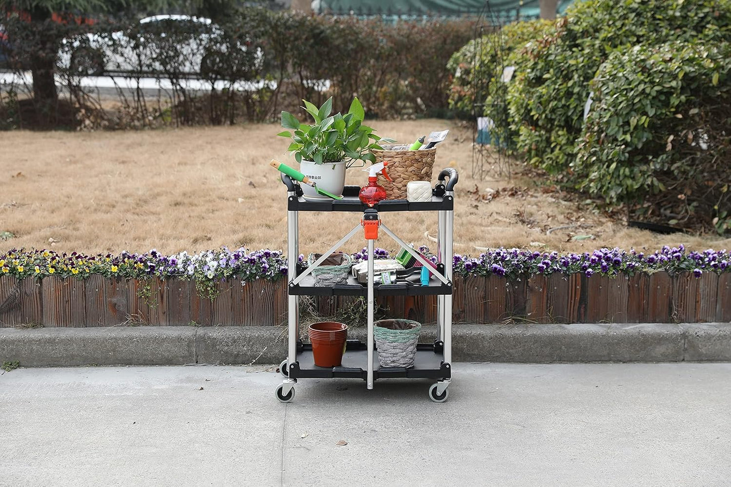 Klappbarer Servierwagen mit Rollen, 65kg Tragkraft