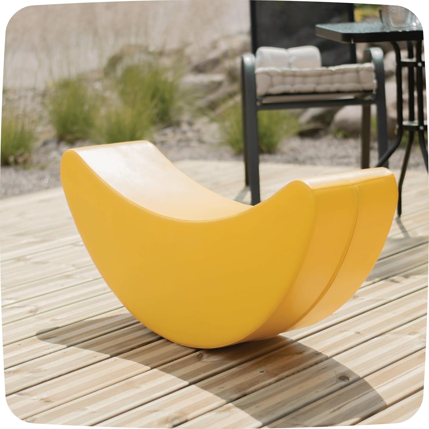 Softbaustein-Schaukeltier in Bananenform, Gelb
