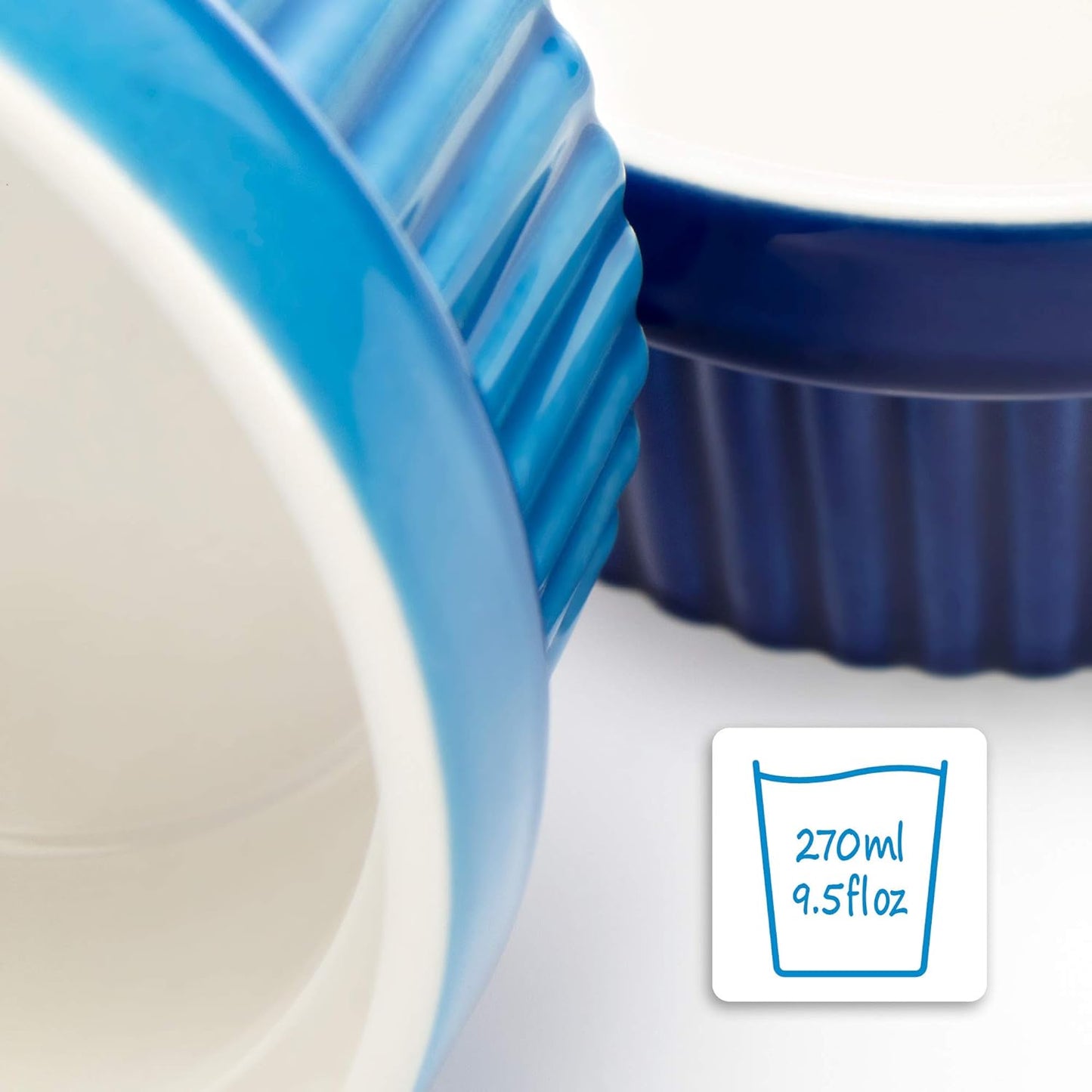 12er-Set Soufflé Förmchen, Blau - 12 Stück Ø 11cm