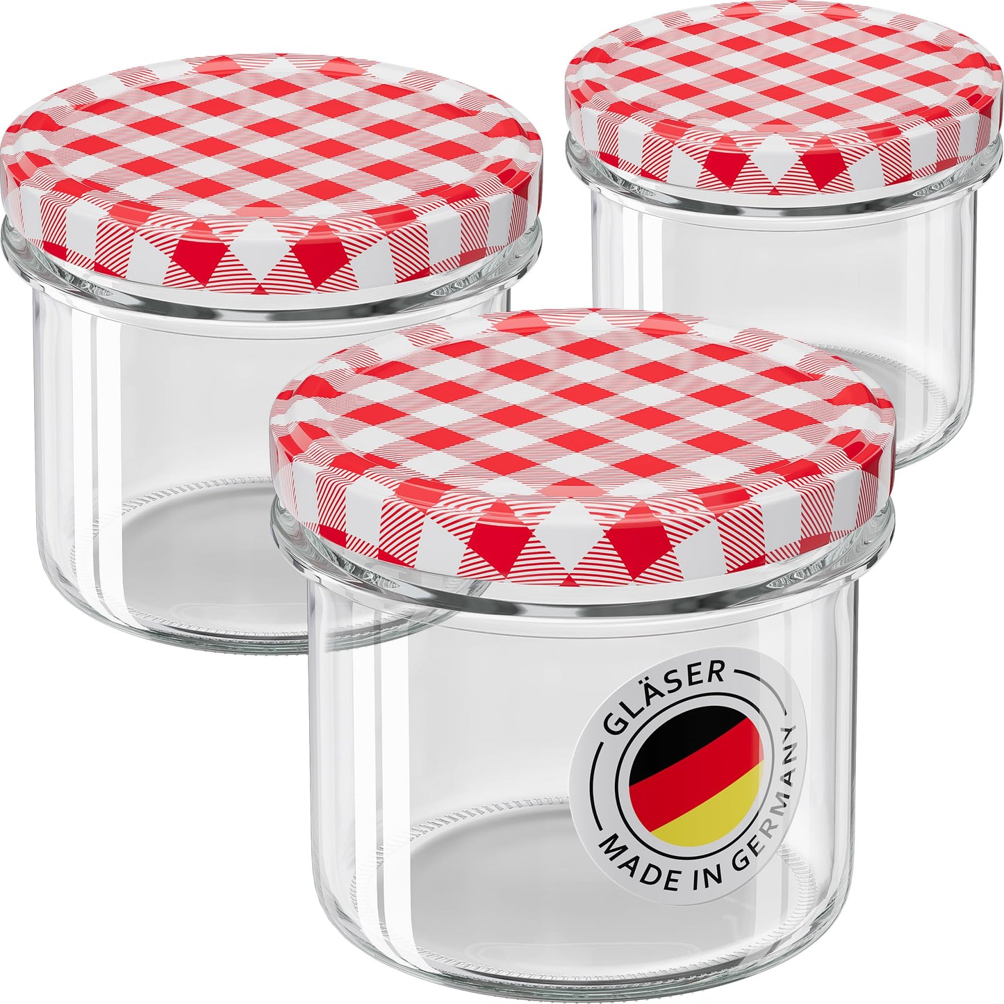 Einmachgläser Set, Rot Kariert 235 ml 200