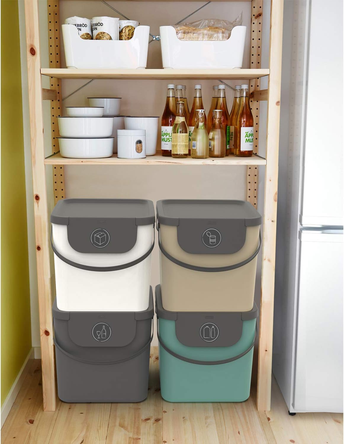 2-teiliges Mülltrennsystem, Anthrazit/Blau / 40 Liter
