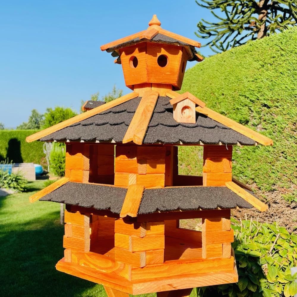Vogelvilla Futterhaus, Größe XXL ohne Ständer Schwarz - Braun