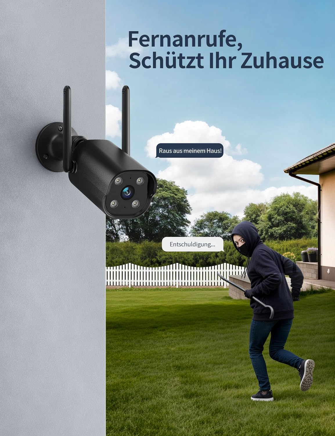 2K Überwachungskamera Outdoor mit Nachtsicht