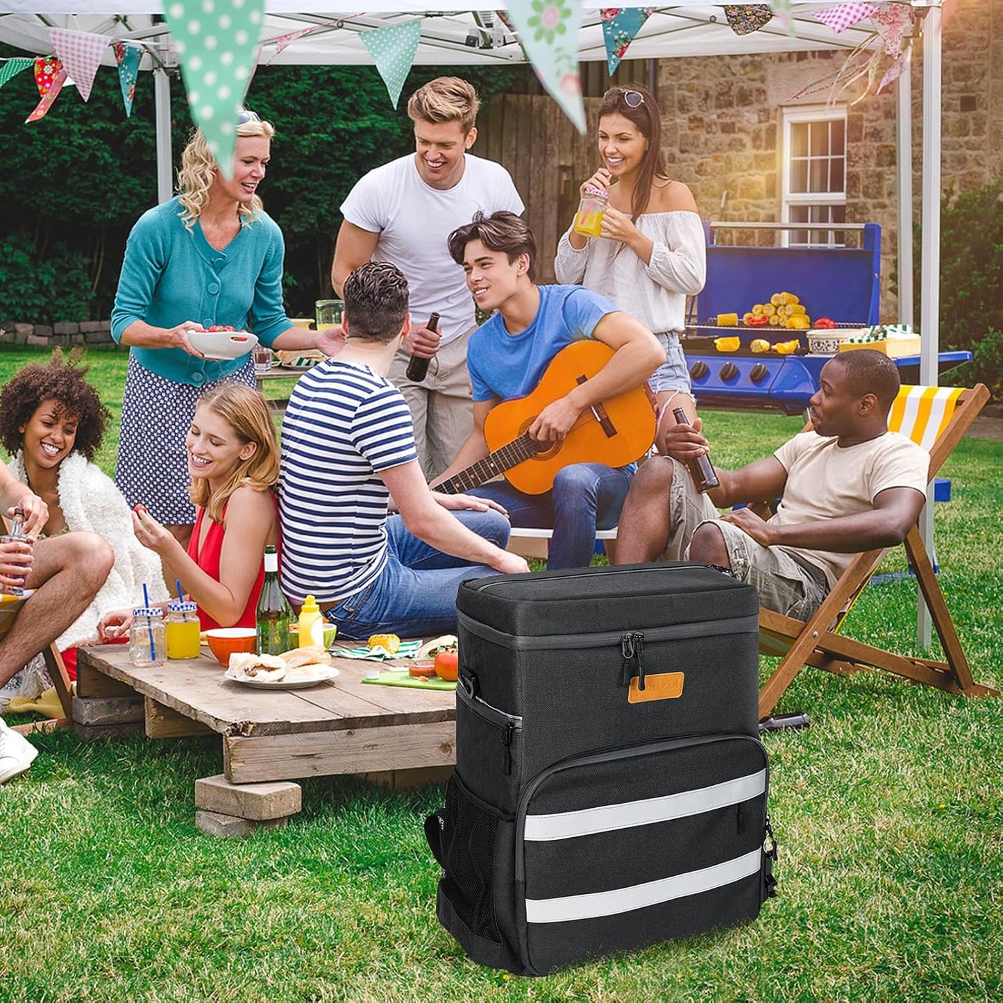 Faltbare Kühltasche für Picknick & Camping, Schwarz