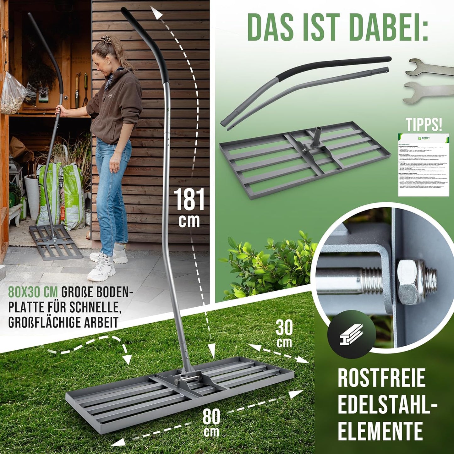 Rasenrakel mit Klicksystem