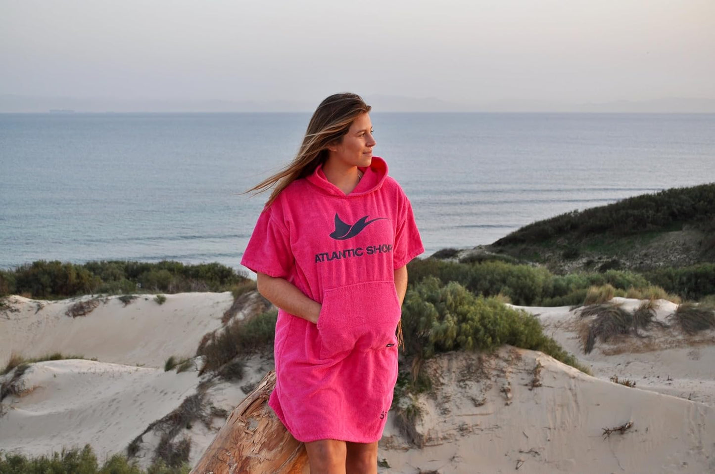 Surf Poncho mit Kapuze, S-M Rosa