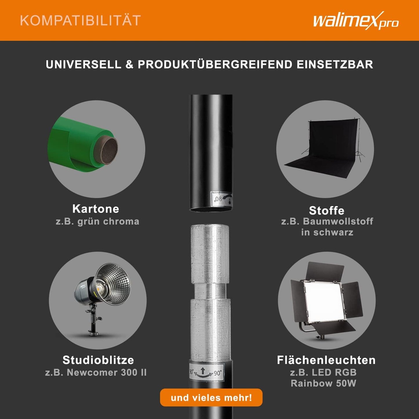 Teleskop Hintergrundsystem 2.25-4m, XL 225-400cm Single