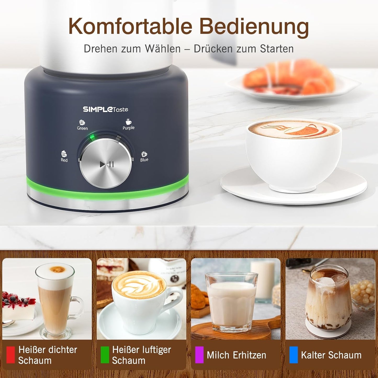 Elektrischer Milchaufschäumer, Spülmaschinengeeignet & Ersatzquirl